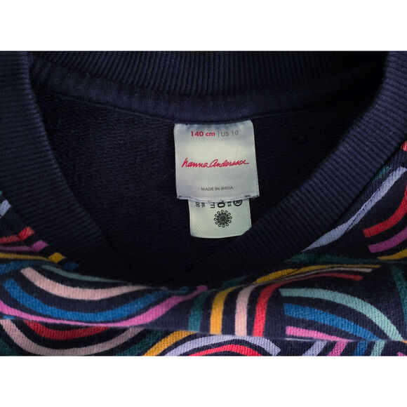 Hanna Andersson 10 Rainbow Print Balloon Sleeve French Terry Sweatshirt - Picture 6 of 8